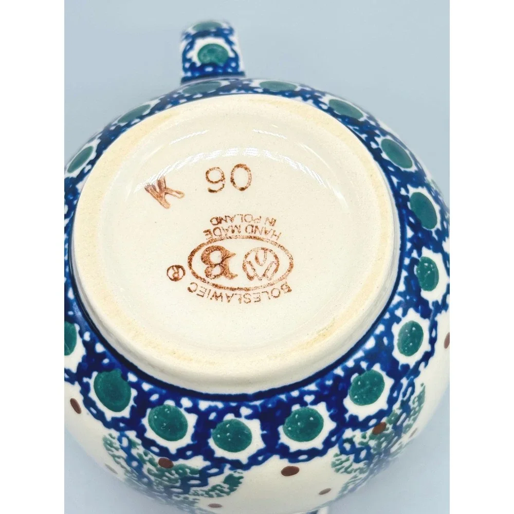 Boleslawiec Creamer and Sugar Bowl Set Mediterranean Wave Polish Pottery‎